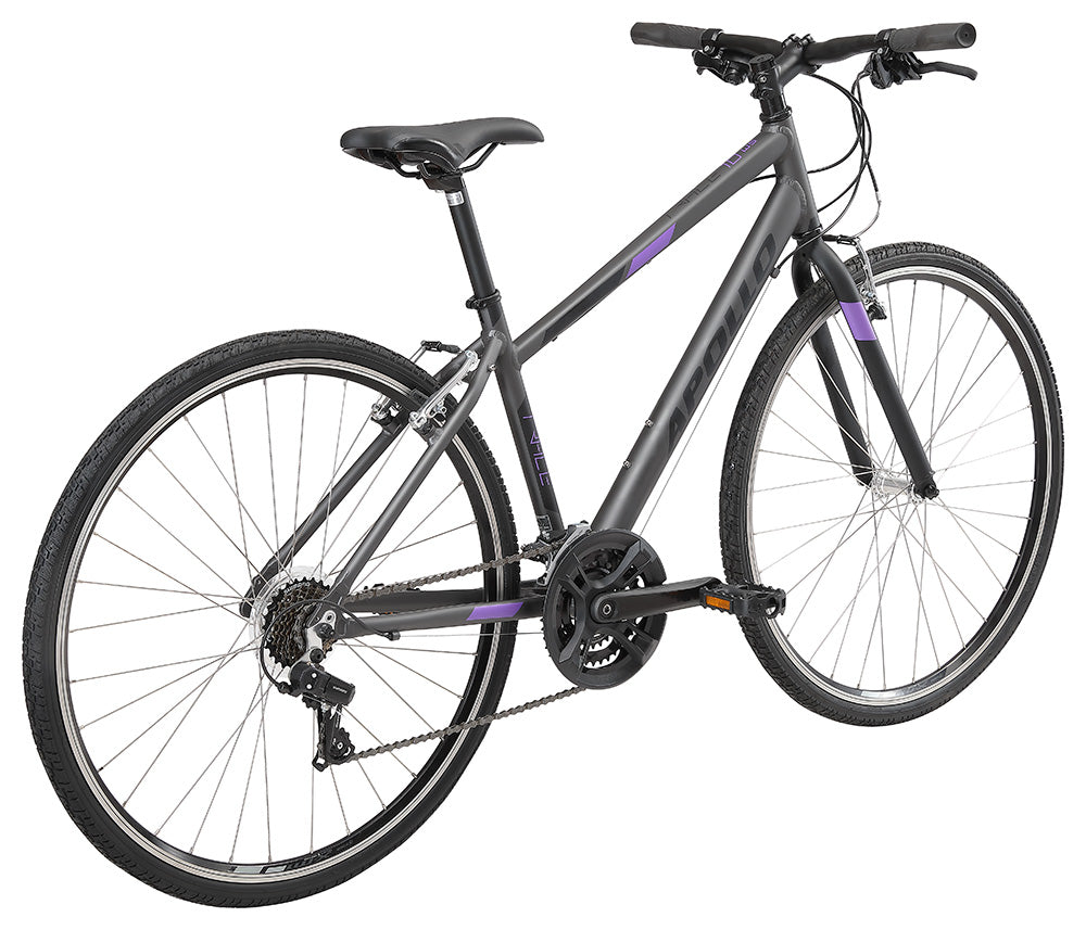 Apollo Trace 10 Womens Flat Bar Bike Matte Charcoal and Lavender