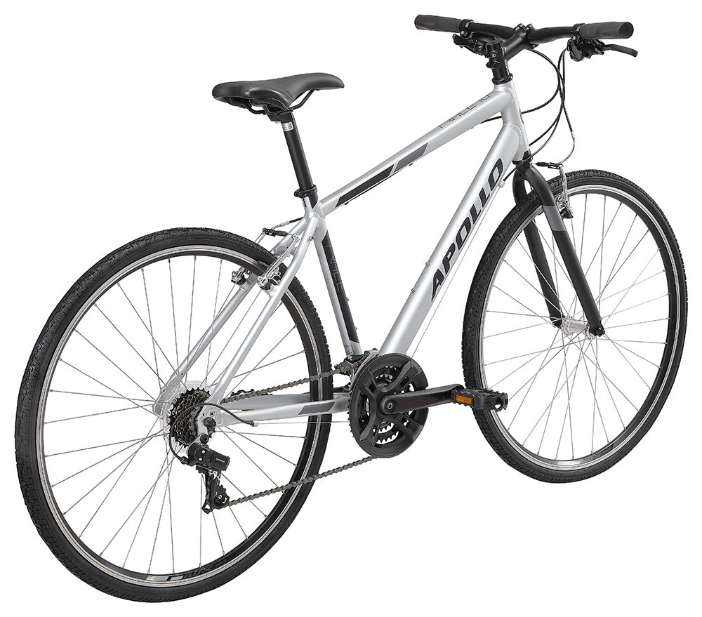 Apollo Trace 10 Mens Flat Bar Bike Matte Silver and Black