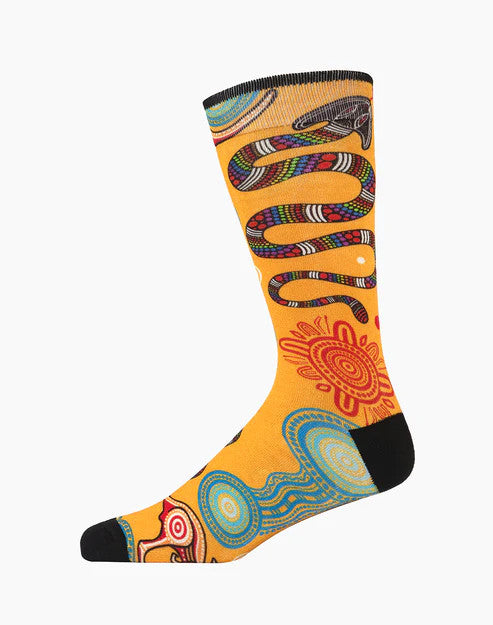 Bamboozld Mens Native Australian Rainbow Serpent Bamboo Sock 7-11