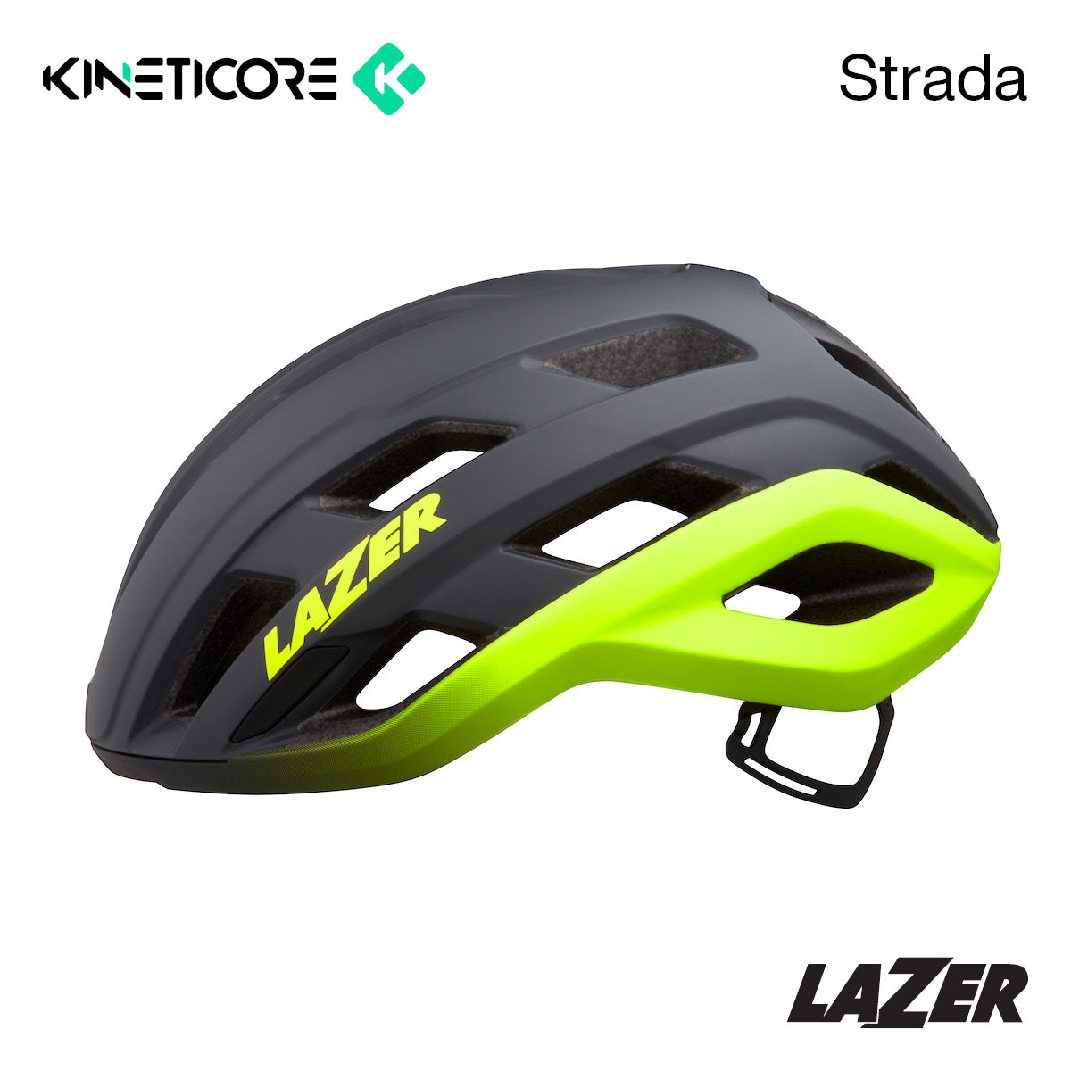 Lazer Strada Kineticore Bike Bicycle Helmet Matt Dark Grey Neon Flash Yellow