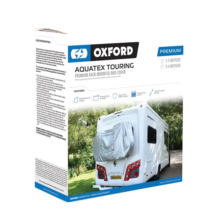 Oxford BIKE COVER - Aquatex Touring "Premium Rack-Mounted Bike Cover" for 1-2 Bikes - Includes Storage Bag - Also works as a cover for a 4 Burner Hooded BBQ!