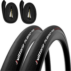 Vittoria Twin Pack Rubino Pro G2 Folding Tyres + 2 Tubes Black