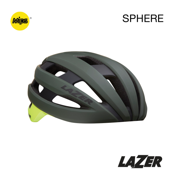 Lazer Sphere with MIPS Bike Bicycle Helmet Dark Green Flash Yellow