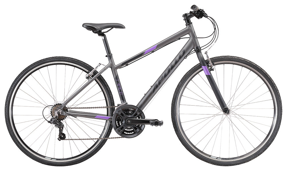 Apollo Trace 10 Womens Flat Bar Bike Matte Charcoal and Lavender