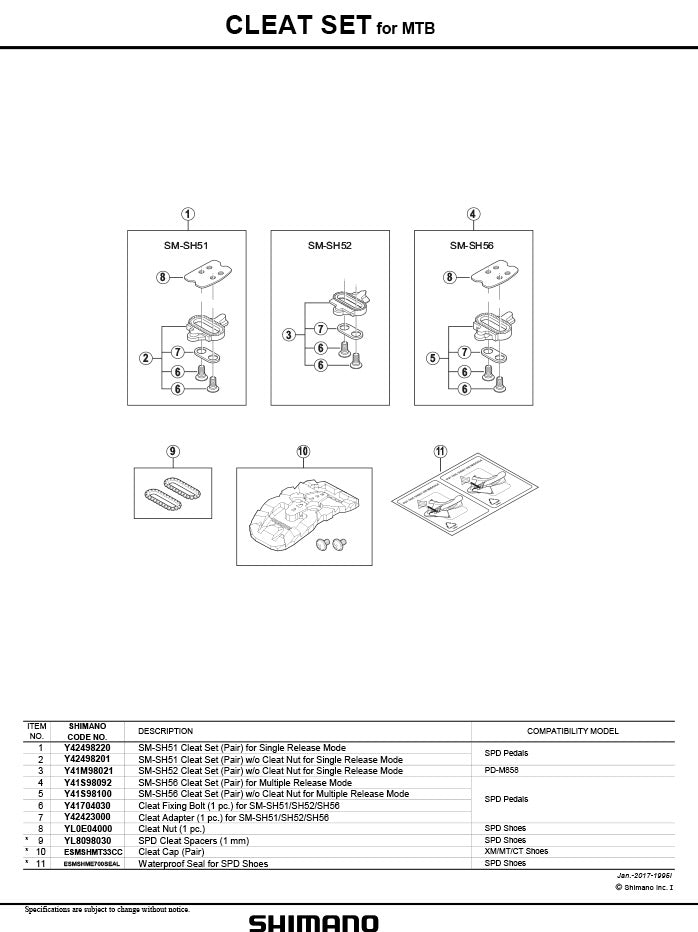 Shimano SM-SH51 SPD Cleat Set Single Direction