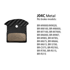 Shimano Disc Brake Pad. M9000 J04C Metal. 1 pair. (Fin Style)