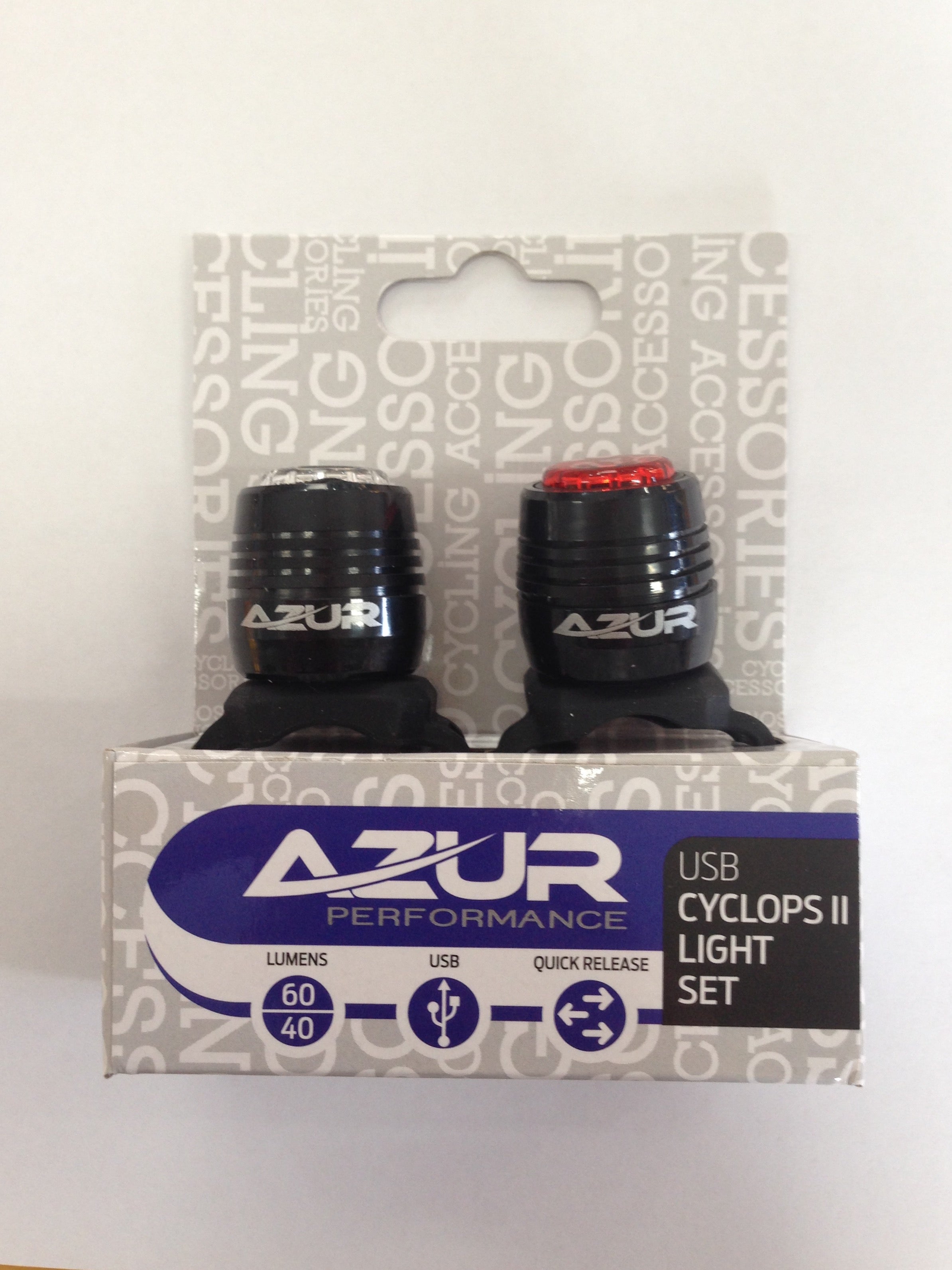 Azur Cyclops  Front and Rear Bike Light Set USB Rechargeable a