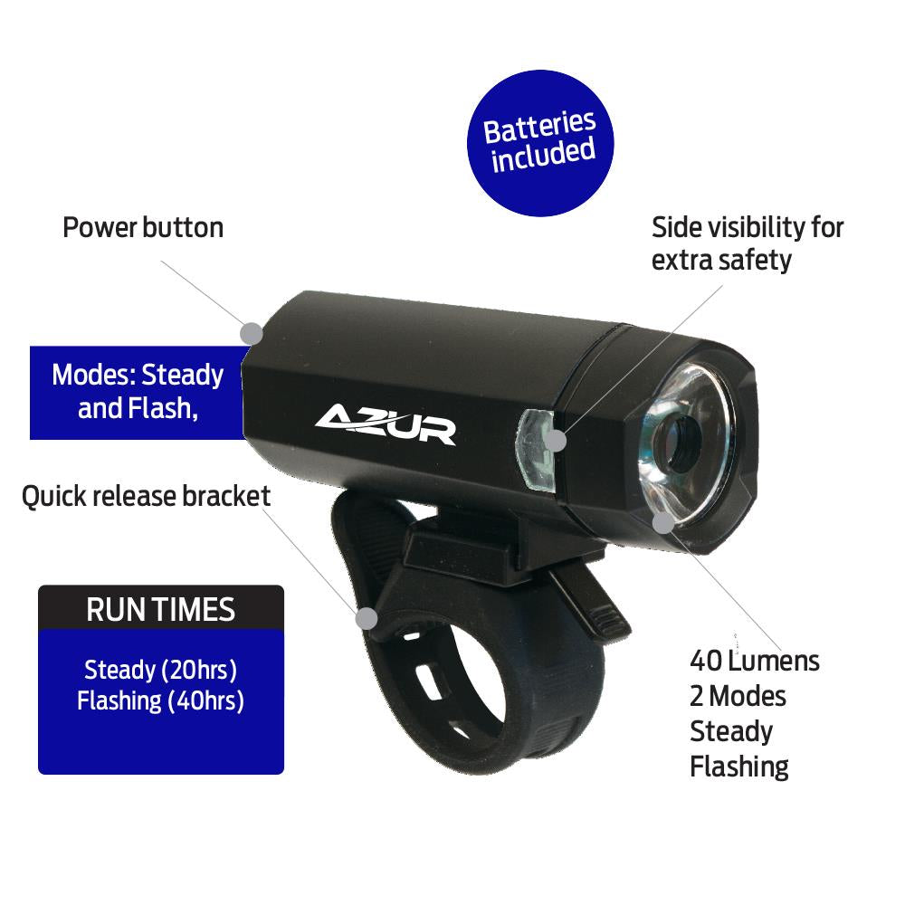 Azur Blaze Bike Light Set Battery Powered