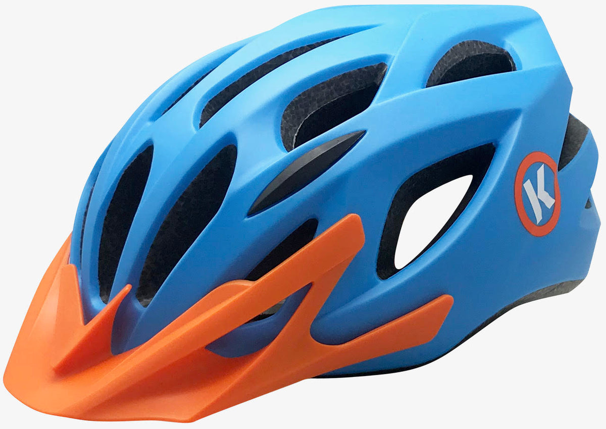 ByK Helmet Teen-Small Adult Cycling Helmet Matt Cyan Blue/ Orange 52cm-58cm