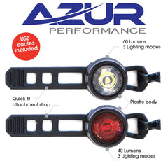 Azur Cyclops  Front and Rear Bike Light Set USB Rechargeable a